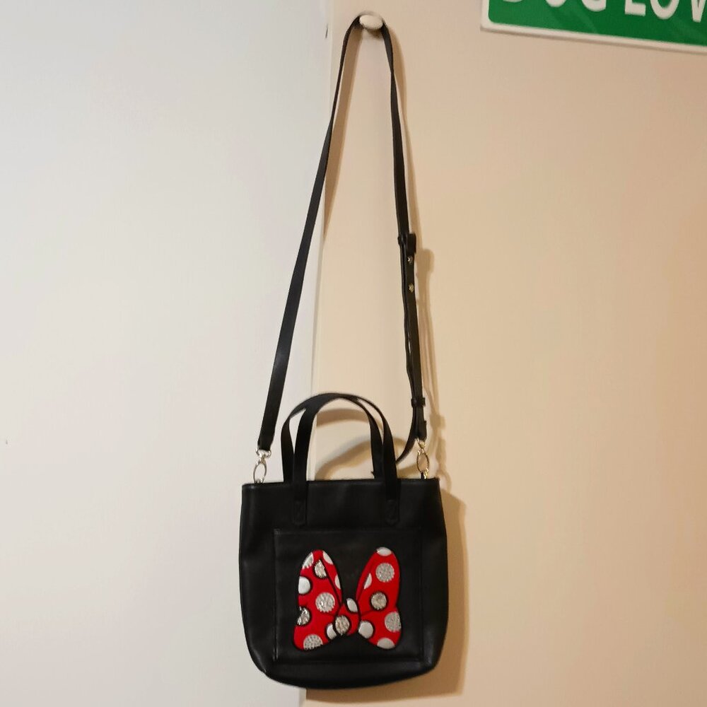EUC ~DISNEY PARKS Minnie Mouse's Iconic Red Bow Sequin Polka-Dot Crossbody Purse